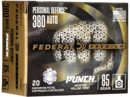 Federal Premium Personal Defense Punch Ammunition 380 ACP 85 Grain Jacketed Hollow Point