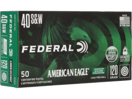 Federal American Eagle IRT Ammunition 40 S&W 120 Grain Flat Nose Lead-Free