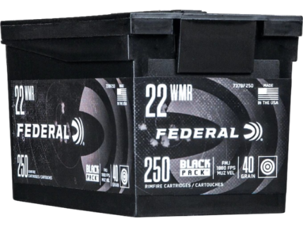 Federal Black Pack Ammunition 22 Winchester Magnum Rimfire (WMR) 40 Grain Full Metal Jacket